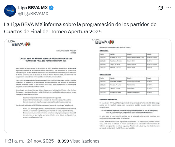 X / @LigaBBVAMX&nbsp;