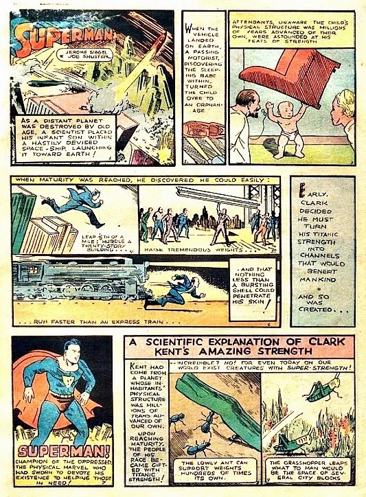 En el incio del comic vemos una presentación del personaje y de sus superpoderes.En sólo una pagina nos explican su origen y capacidades. COMICCRITICO.BLOGSPOT.COM/ARCHIVO