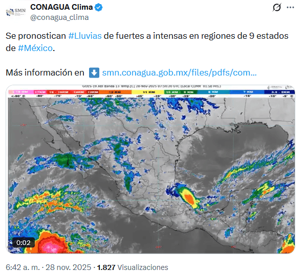&nbsp;X / @conagua_clima