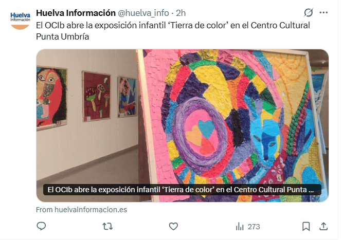 La exposición puede verse en el Centro Cultural de la localidad de Punta Umbría como parte de las actividades de esta quinta edición del OCIb Infantil. X / @huelva_info 