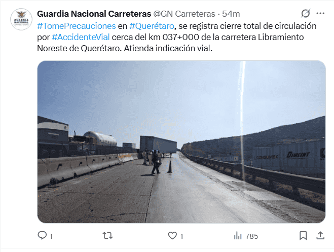   Publicación de la Guardia Nacional. X / @GN_Carreteras