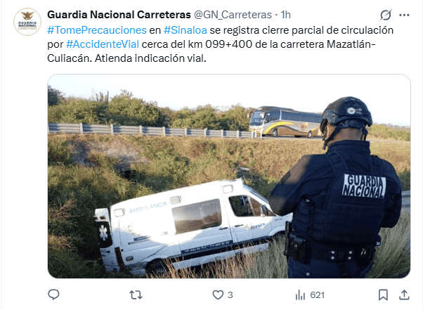  Publicación de la GN. X / @GN_Carreteras 