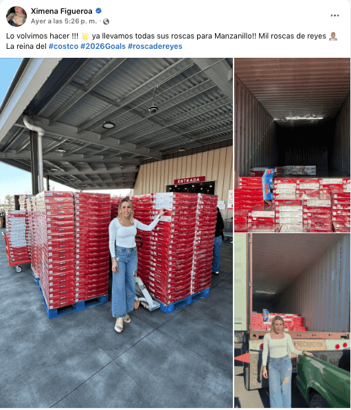 &nbsp;Con esta nueva hazaña, Ximena Figueroa reafirma su apodo de “La Reina del Costco” o “La Reina de la Rosca”. FACEBOOK / XIMENA FIGUEROA