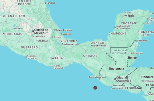 &nbsp;Muestra del epicentro del sismo en Chiapas. ESPECIAL / SSN