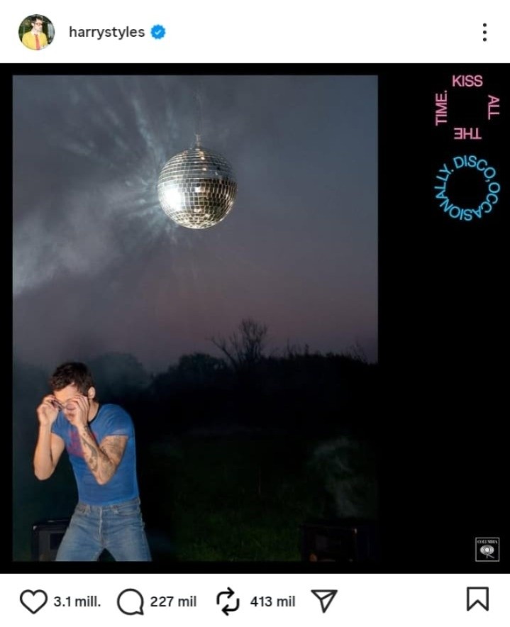 Publicación del artista desde sus redes sociales. IG / @harrystyles 