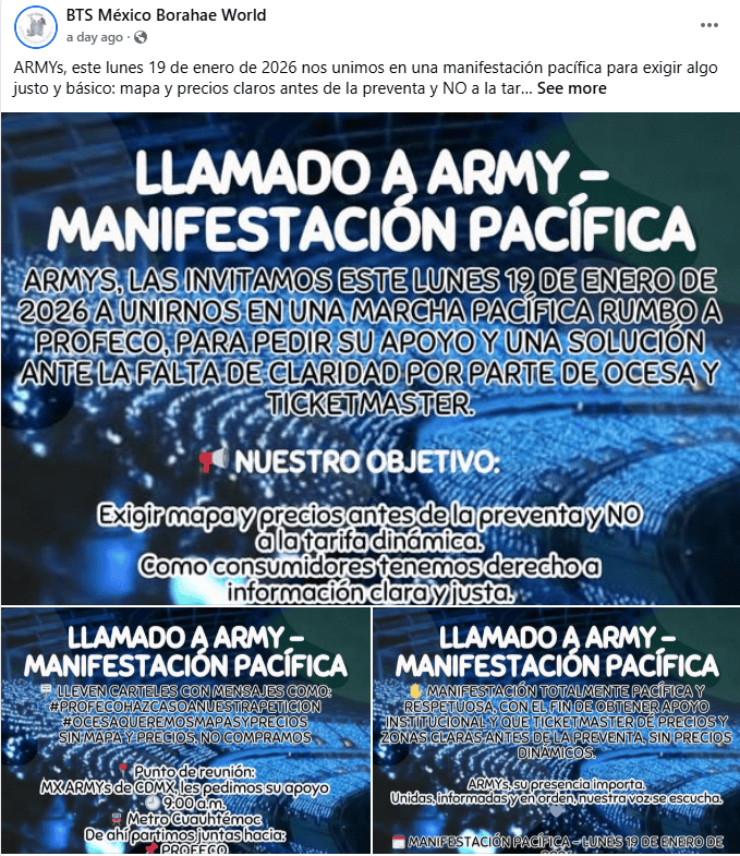 A través de redes sociales, el grupo de Facebook BTS México Borahae World llamó a reunirse a las 9:00 de la mañana. EFE/ARCHIVO&nbsp;