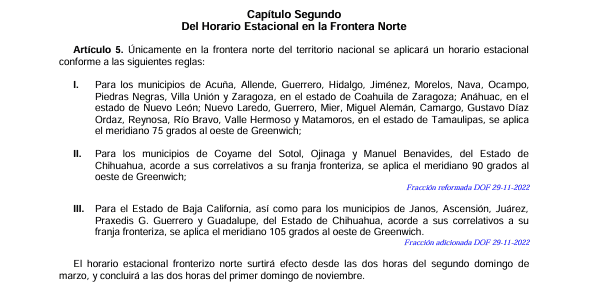 ESPECIAL / Ley de los Husos Horarios en los Estados Unidos Mexicanos&nbsp;