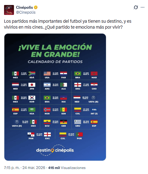 X / @Cinepolis&nbsp;