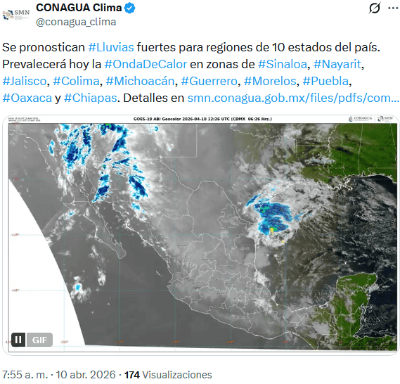 &nbsp;X / @conagua_clima