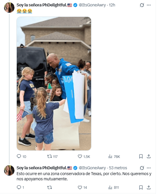 &nbsp;Glover regresa a casa y es recibido por sus vecinos. X / @ItsGoneAwry