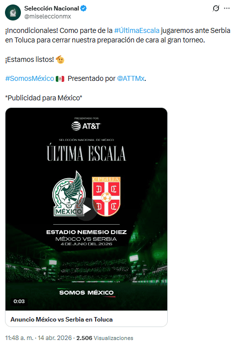 X / @miseleccionmx&nbsp;