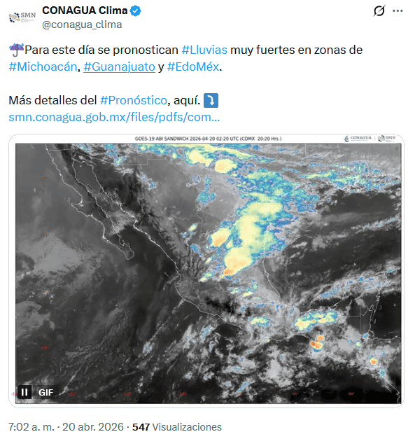 X / @conagua_clima&nbsp;