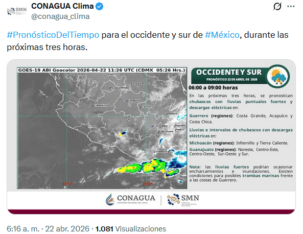 &nbsp;X /@conagua_clima