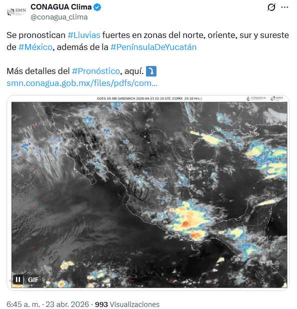 X / @conagua_clima&nbsp;