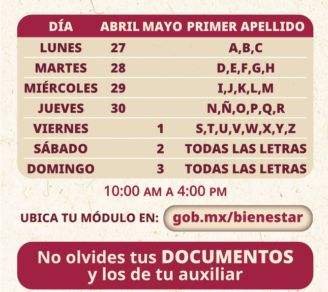 SECRETARÍA DEL BIENESTAR&nbsp;