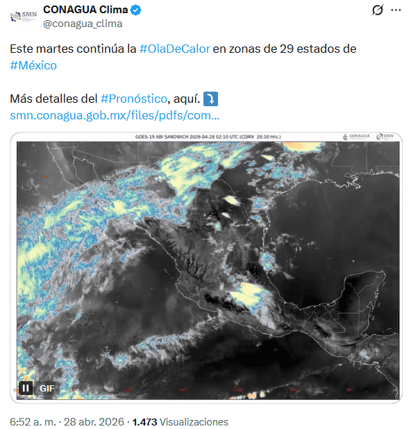 &nbsp;X / @conagua_clima