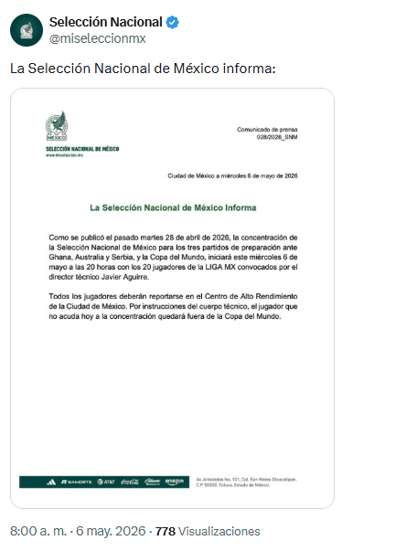 X / @miseleccionmx&nbsp;