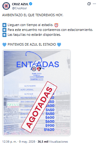 X / @CruzAzul&nbsp;