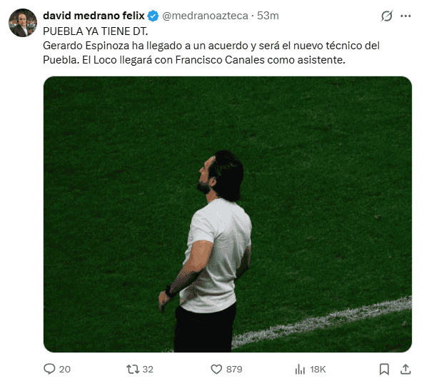 &nbsp;El anuncio de David Medrano. X / @medranoazteca