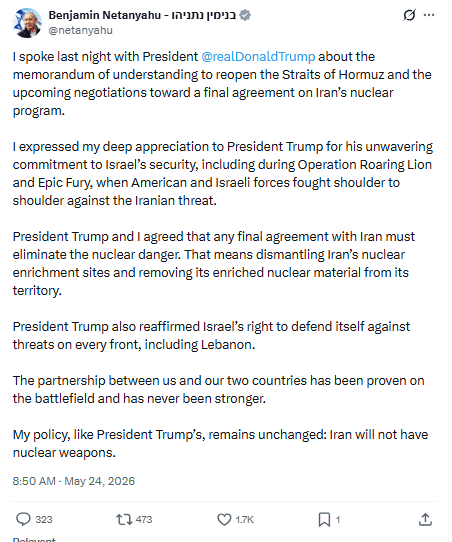 X / @netanyahu&nbsp;