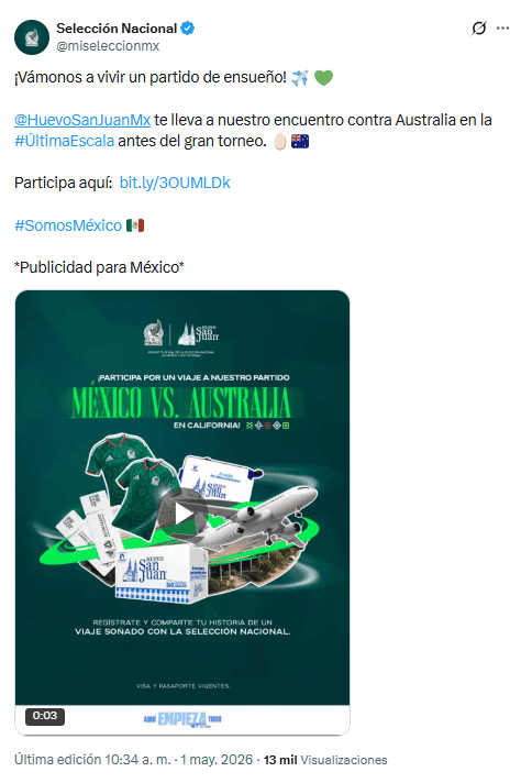 La Selección Mexicana disputará este sábado el partido amistoso frente a Australia en el Rose Bowl Stadium, de Pasadena, California. X / @miseleccionmx&nbsp;