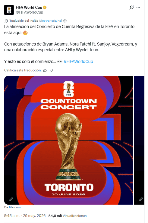 La una celebración marcará la cuenta regresiva hacia los primeros momentos históricos de la Copa Mundial de la FIFA 2026.&nbsp; X / @FIFAWorldCup