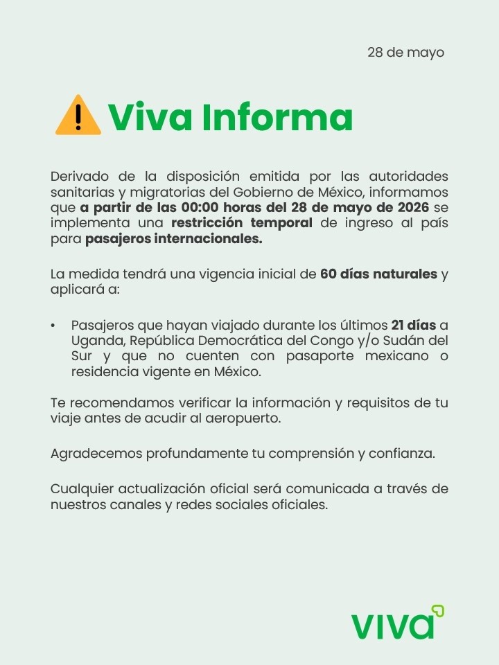 &nbsp;La aerolínea recomendó a sus clientes verificar la información y los requisitos de sus viajes antes de acudir al aeropuerto. ESPECIAL