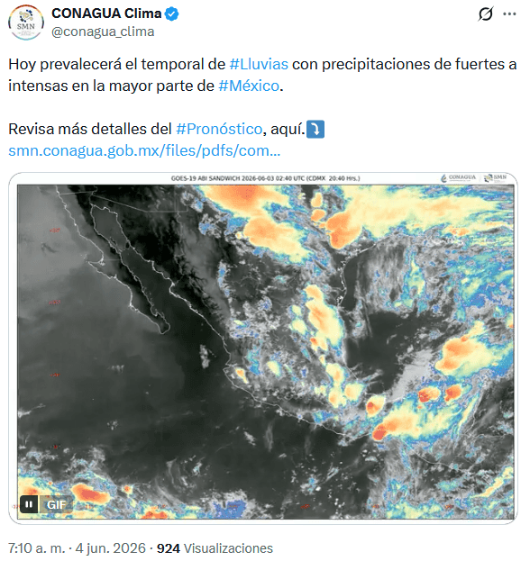 &nbsp;X / @conagua_clima