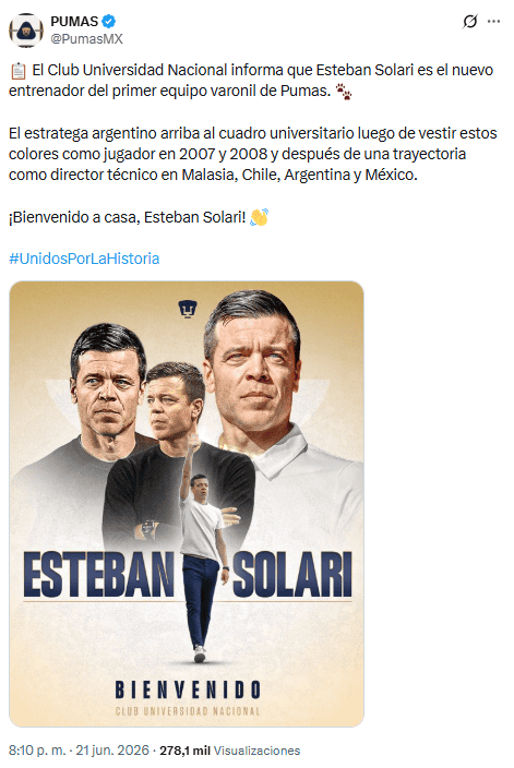X / @PumasMX&nbsp;