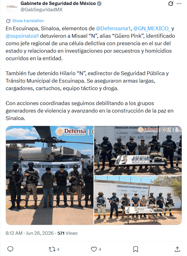 &nbsp;X / @GabSeguridadMX
