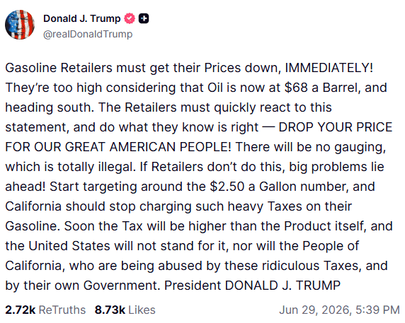Truth&nbsp;Social/@realDonaldTrump