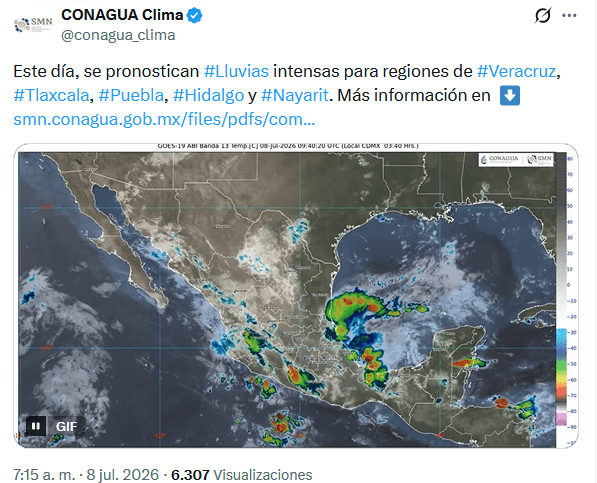 &nbsp;X / @conagua_clima