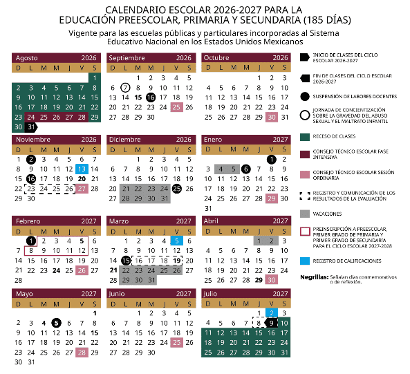 Calendario Escolar 2026-2027. ESPECIAL&nbsp;