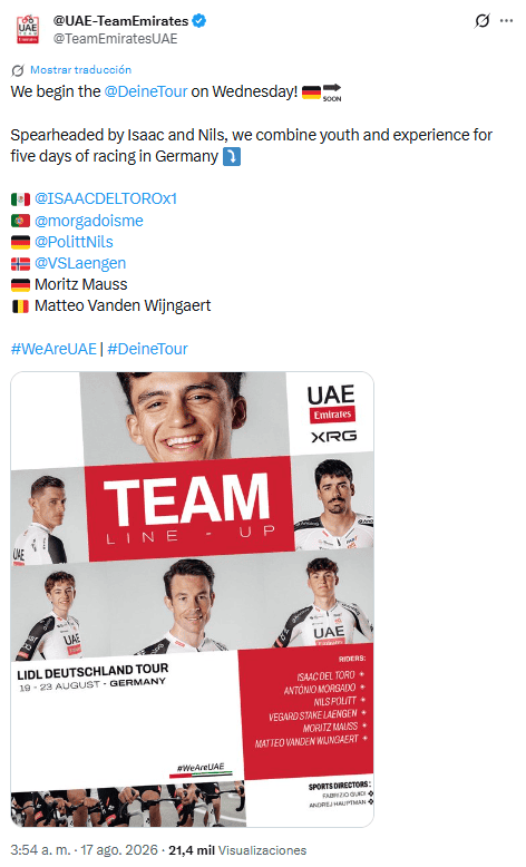 X / @TeamEmiratesUAE&nbsp;