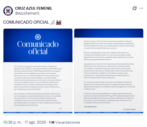 X / @AzulFemenil&nbsp;