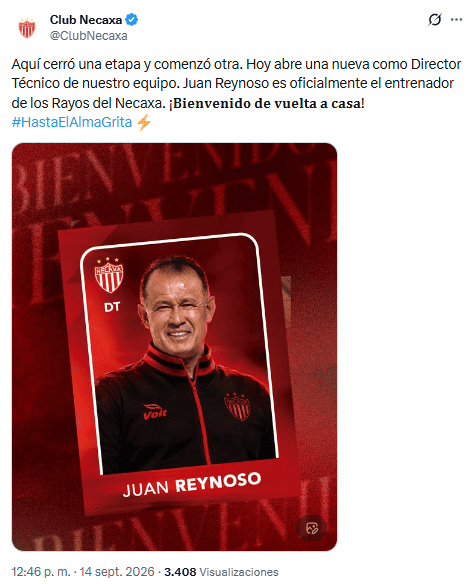X / @ClubNecaxa&nbsp;