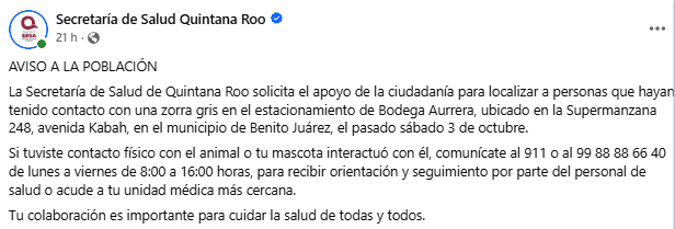 FACEBOOK / Secretaría de Salud Quintana Roo&nbsp;