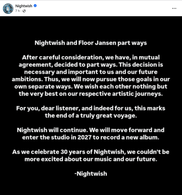 FACEBOOK / Nightwish&nbsp;