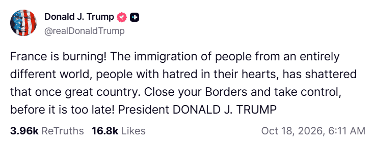&nbsp;ESPECIAL / TRUTH SOCIAL @realDonaldTrump