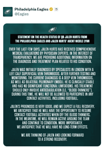 X / @Eagles&nbsp;