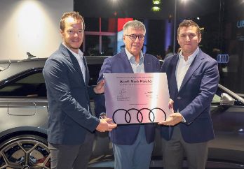 Ignacio Robles, Ignacio Robles y Edgar Casal en la inauguración del primer Audi City en México. GENTE BIEN JALISCO / A. Martínez